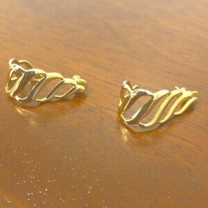 Gold Tone Pierced Statement Earrings.